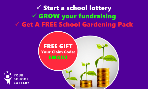 promotional image of free gardening pack when you launch Your School Lottery